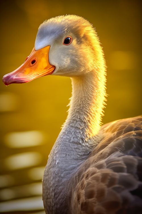 落日黄昏下散养家禽动物鹅摄影图 摄影